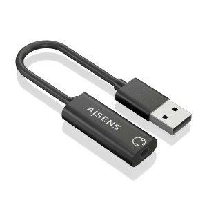 CONVERSOR AISENS USB-A A AUDIO 48KHZ USB-A M-JACK 3.5 H NEGRO 10CM 2