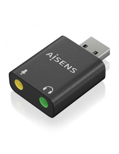 CONVERSOR AISENS USB-A A AUDIO 48KHZ USB-A M-2XJACK 3.5 H NEGRO