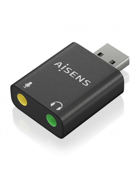 CONVERSOR AISENS USB-A A AUDIO 48KHZ USB-A M-2XJACK 3.5 H NEGRO