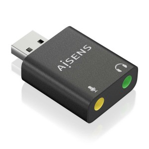 CONVERSOR AISENS USB-A A AUDIO 48KHZ USB-A M-2XJACK 3.5 H NEGRO 2