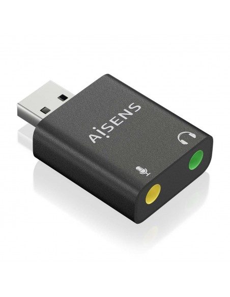 CONVERSOR AISENS USB-A A AUDIO 48KHZ USB-A M-2XJACK 3.5 H NEGRO