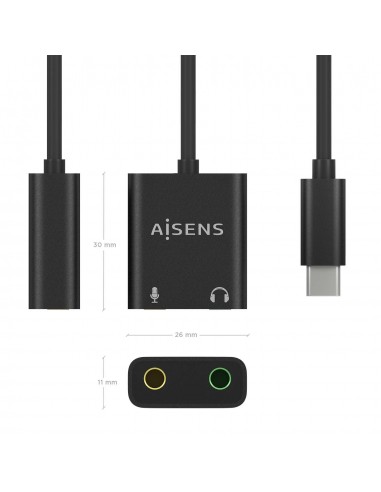 CONVERSOR AISENS USB-C A AUDIO 48KHZ USB-C M-2XJACK 3.5 H 10CM