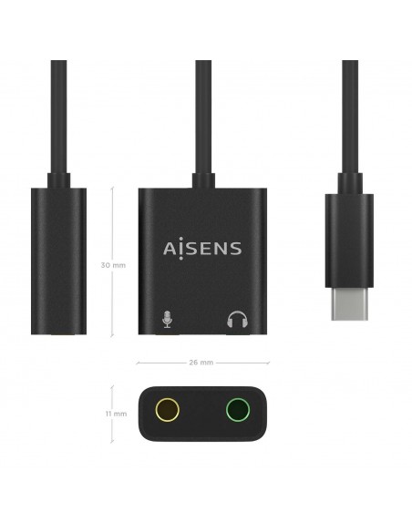 CONVERSOR AISENS USB-C A AUDIO 48KHZ USB-C M-2XJACK 3.5 H 10CM