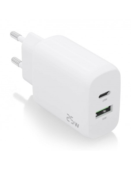 CARGADOR AISENS 25W 1XUSB-C PD3.0 1XUSB-A QC3.0 BLANCO