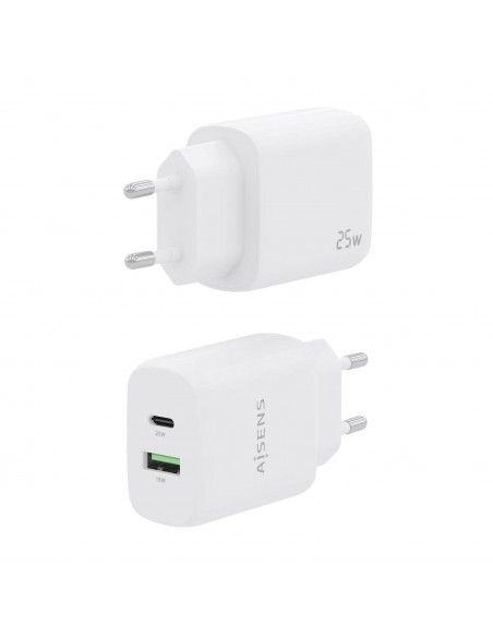 CARGADOR AISENS 25W 1XUSB-C PD3.0 1XUSB-A QC3.0 BLANCO