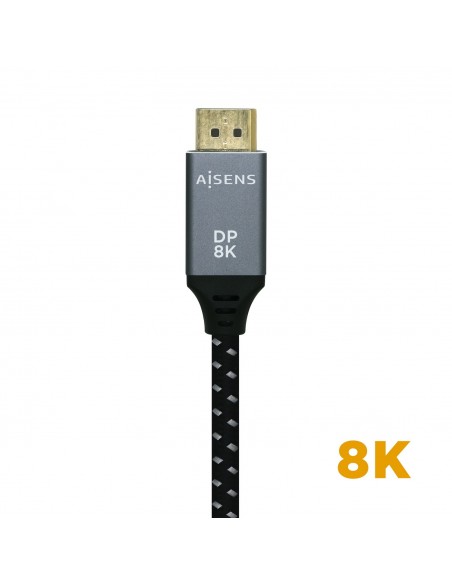 CABLE AISENS DISPLAYPORT V1.4 8K60HZ DP M-DP M GRIS NEGRO 1.0M