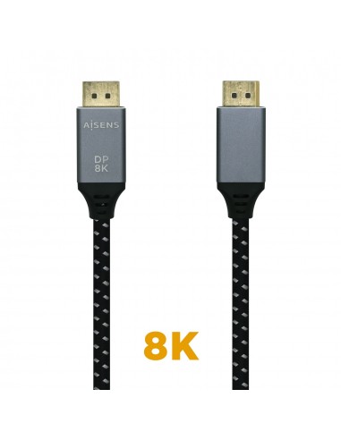 CABLE AISENS DISPLAYPORT V1.4 8K60HZ DP M-DP M GRIS NEGRO 1.5M
