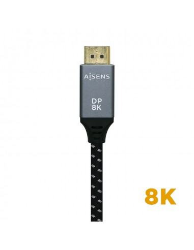 CABLE AISENS DISPLAYPORT V1.4 8K60HZ DP M-DP M GRIS NEGRO 1.5M
