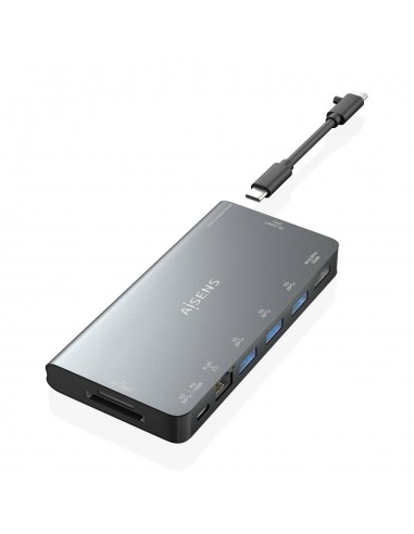 DOCK AISENS 8 EN 1 HDMI RJ45 3XUSB-A USB-C DATOS+PD 1XSD 1XMICRO SD