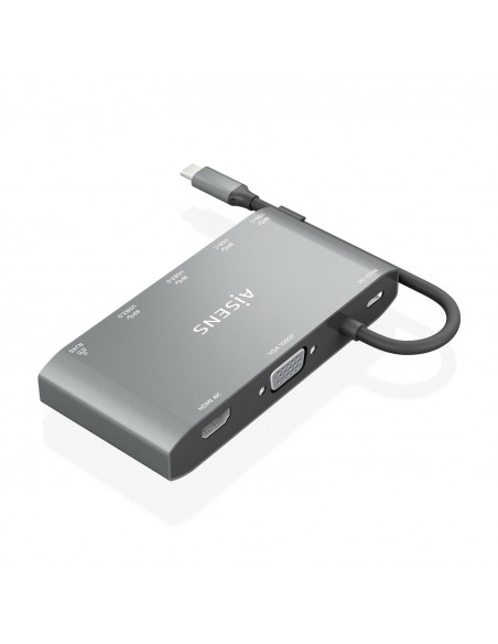 USB-C DOCK AISENS 8 EN 1 HDMI VGA RJ45 2XUSB-A 2XUSB-C 5G USB-C PD