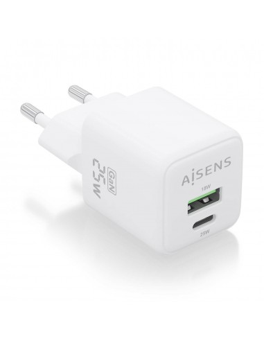CARGADOR AISENS GAN 25W 1XUSB-C PD3.0 QC4.0 1XUSB-A QC3.0 BLANCO