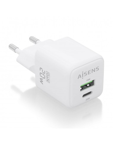 CARGADOR AISENS GAN 20W 1XUSB-C PD3.0 QC4.0 1XUSB-A QC3.0 BLANCO