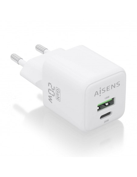 CARGADOR AISENS GAN 20W 1XUSB-C PD3.0 QC4.0 1XUSB-A QC3.0 BLANCO