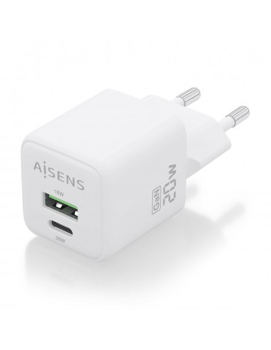 CARGADOR AISENS GAN 20W 1XUSB-C PD3.0 QC4.0 1XUSB-A QC3.0 BLANCO