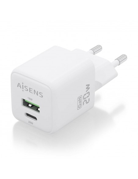 CARGADOR AISENS GAN 20W 1XUSB-C PD3.0 QC4.0 1XUSB-A QC3.0 BLANCO