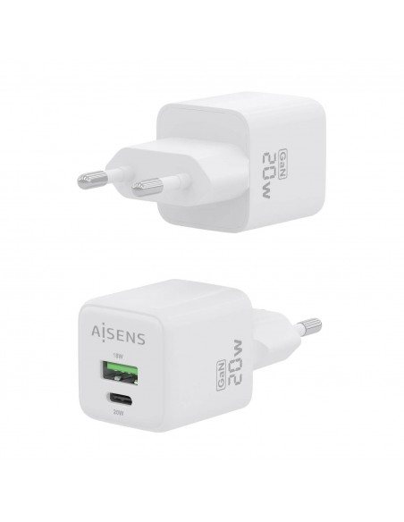 CARGADOR AISENS GAN 20W 1XUSB-C PD3.0 QC4.0 1XUSB-A QC3.0 BLANCO