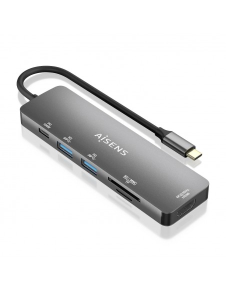 USB-C DOCK AISENS 6 EN 1 USB-C A 1XHDMI 2XUSB-A 1XUSB-C PD 100W 15CM