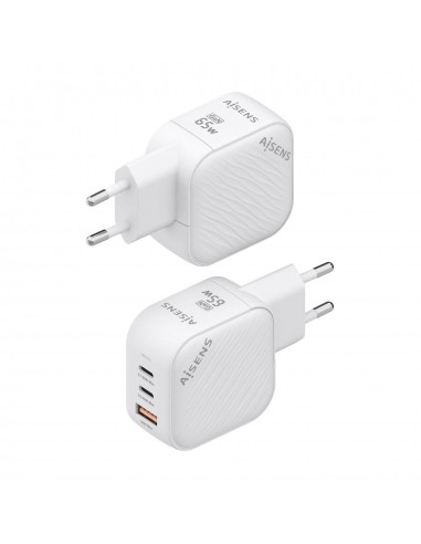 CARGADOR AISENS GAN 65W 2XUSB-C PD3.0 QC4.0 1XUSB-A QC3.0 BLANCO