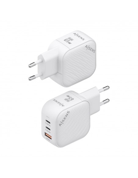 CARGADOR AISENS GAN 65W 2XUSB-C PD3.0 QC4.0 1XUSB-A QC3.0 BLANCO
