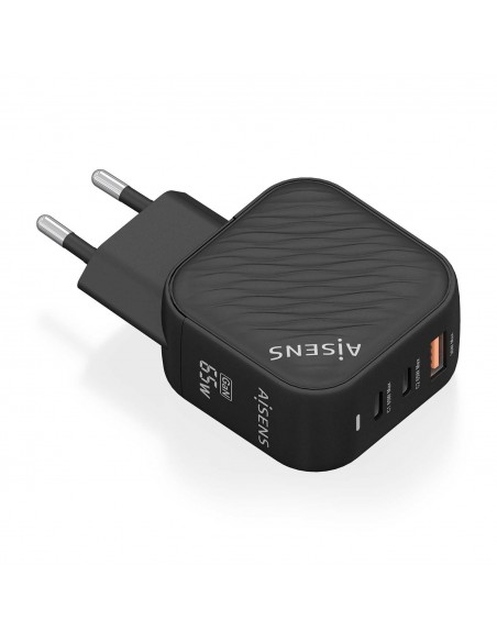 CARGADOR AISENS GAN 65W 2XUSB-C PD3.0 QC4.0 1XUSB-A QC3.0 NEGRO