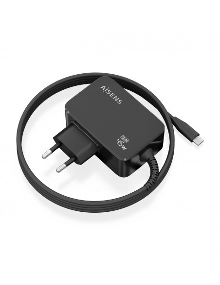 CARGADOR AISENS GAN 45W PD3.0 1XUSB-C 1.8M NEGRO