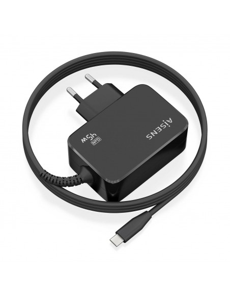 CARGADOR AISENS GAN 45W PD3.0 1XUSB-C 1.8M NEGRO