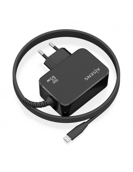 CARGADOR AISENS GAN 65W PD3.0 1XUSB-C 1.8M NEGRO