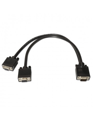 CABLE AISENS BIFURCADOR SVGA HDB15 M-2XHDB15 H NEGRO 45 CM