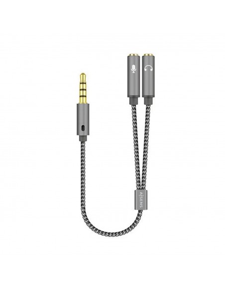 CABLE ADAPTADOR AISENS AUDIO JACK 3.5 4P M-2XJACK 3.5 3P H 25CM