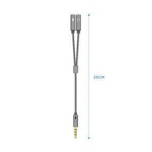 CABLE ADAPTADOR AISENS AUDIO JACK 3.5 4P M-2XJACK 3.5 3P H 25CM 2