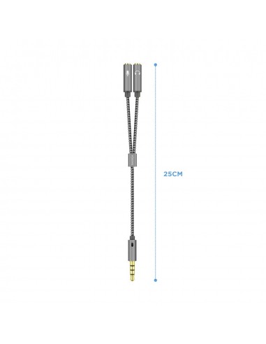 CABLE ADAPTADOR AISENS AUDIO JACK 3.5 4P M-2XJACK 3.5 3P H 25CM