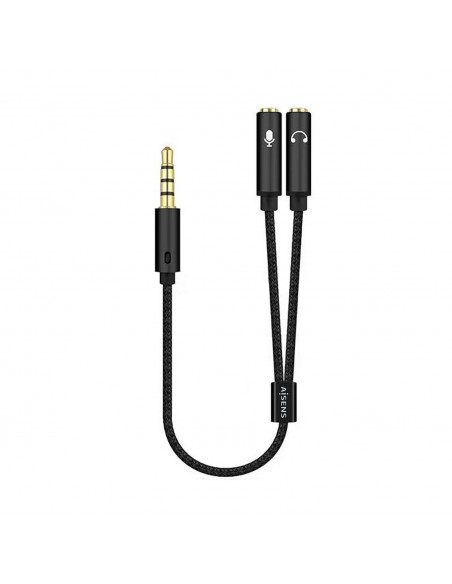 CABLE ADAPTADOR AISENS AUDIO JACK 3.5 4P M-2XJACK 3.5 3P H 25CM