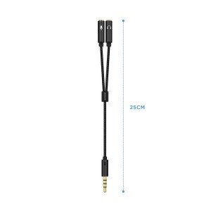 CABLE ADAPTADOR AISENS AUDIO JACK 3.5 4P M-2XJACK 3.5 3P H 25CM 2