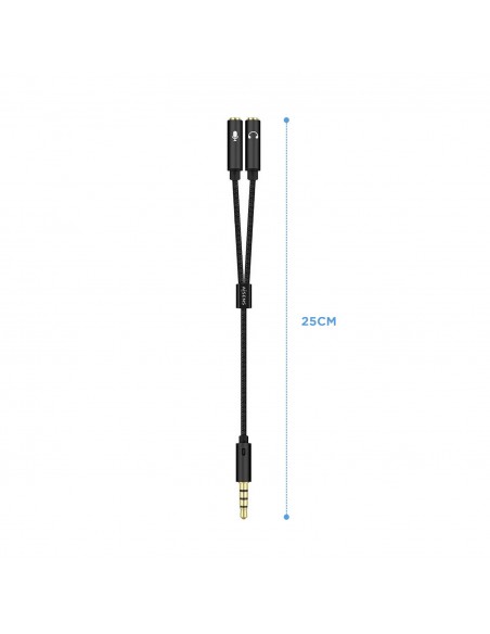 CABLE ADAPTADOR AISENS AUDIO JACK 3.5 4P M-2XJACK 3.5 3P H 25CM