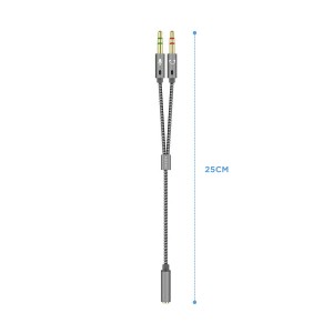 CABLE ADAPTADOR AISENS AUDIO JACK 3.5 4P H-2XJACK 3.5 3P M 25CM 2