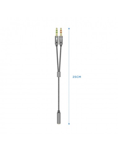 CABLE ADAPTADOR AISENS AUDIO JACK 3.5 4P H-2XJACK 3.5 3P M 25CM