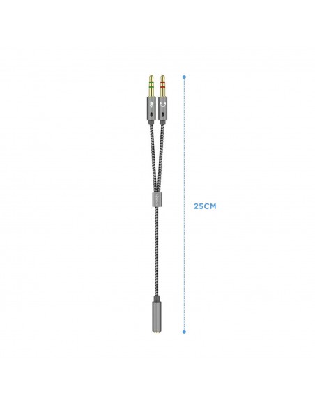 CABLE ADAPTADOR AISENS AUDIO JACK 3.5 4P H-2XJACK 3.5 3P M 25CM