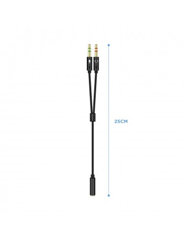 CABLE ADAPTADOR AISENS AUDIO JACK 3.5 4P H-2XJACK 3.5 3P M 25CM