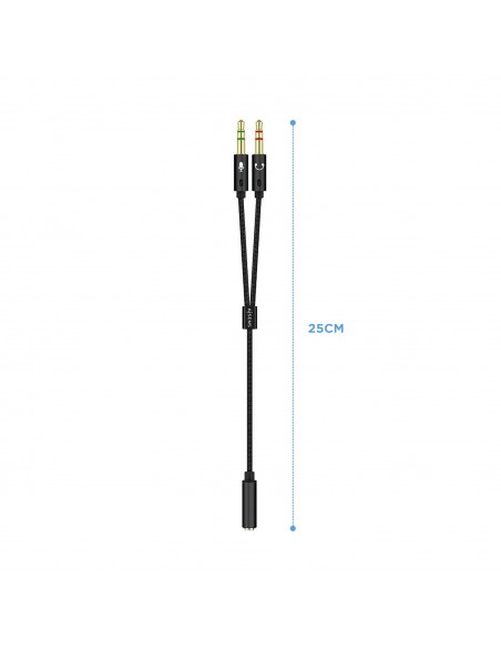 CABLE ADAPTADOR AISENS AUDIO JACK 3.5 4P H-2XJACK 3.5 3P M 25CM