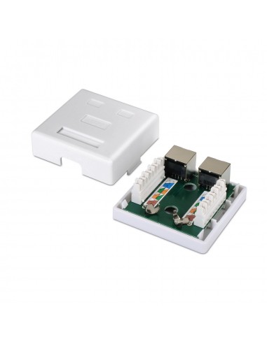 ROSETA DE SUPERFICIE AISENS RJ45 CAT.6 FTP 2 TOMAS BLANCO