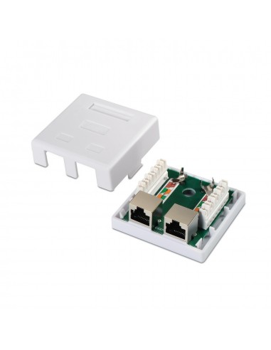 ROSETA DE SUPERFICIE AISENS RJ45 CAT.6 FTP 2 TOMAS BLANCO