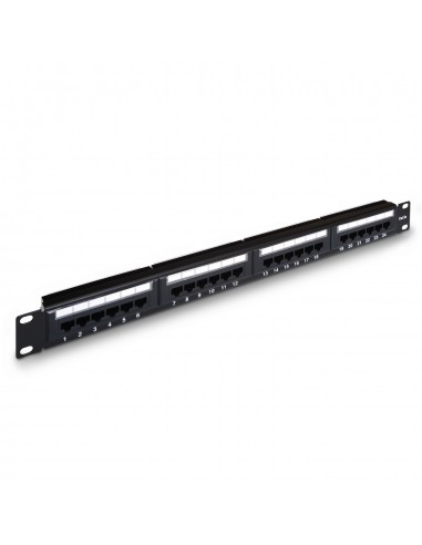 PANEL PARCHEO AISENS 24 PUERTOS RJ45 CAT.5E UTP 19 1U DUAL IDC NEGRO