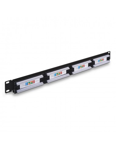 PANEL PARCHEO AISENS 24 PUERTOS RJ45 CAT.5E UTP 19 1U DUAL IDC NEGRO