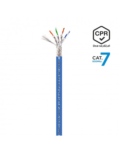 BOBINA CABLE RED AISENS RJ45 LSZH CPR DCA CAT.7 SFTP AWG23 500M AZUL