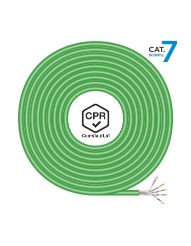 BOBINA CABLE RED AISENS RJ45 LSZH CPR CCA CAT.7 SFTP AWG23 500M VERDE