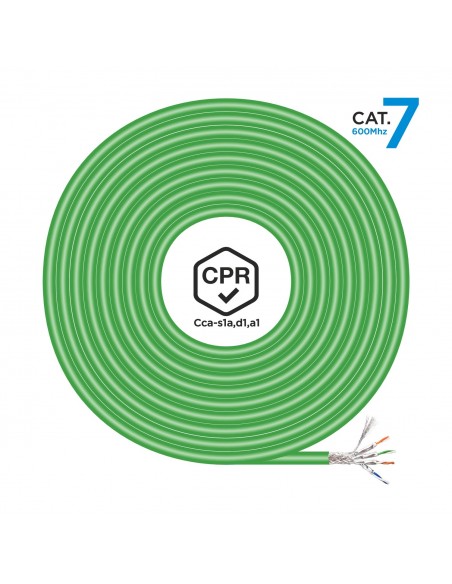 BOBINA CABLE RED AISENS RJ45 LSZH CPR CCA CAT.7 SFTP AWG23 500M VERDE