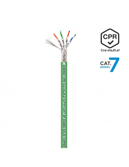 BOBINA CABLE RED AISENS RJ45 LSZH CPR CCA CAT.7 SFTP AWG23 500M VERDE