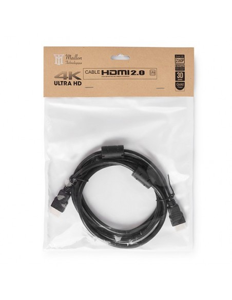 CABLE MAILLON BASIC HDMI DORADO CONECTOR HIGH SPEED  BC NEGRO 1.8M