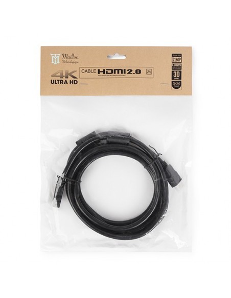 CABLE MAILLON BASIC HDMI DORADO CONECTOR  HIGH SPEED  BC NEGRO 3.0M