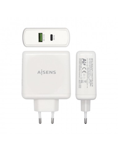CARGADOR 48W AISENS 1xUSB-C PD3.0 30W 1xUSB-A QC3.0 18W BLANCO